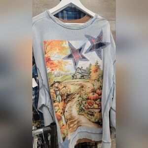 Recycled White Crow With Fall Print Size Large